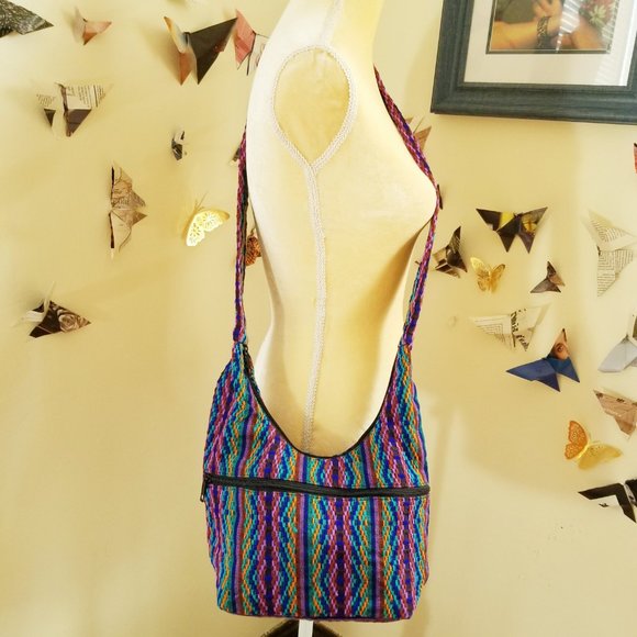 The ULTIMATE Boho Hippie Hobo Cloth Southwestern Multicolor Comfy Blue Crossbody - Picture 1 of 8